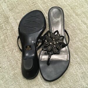 Impo Black Embellished Sandal with One Inch Heel size 8M